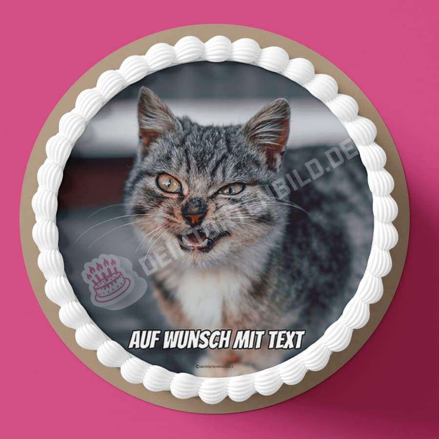 Motiv: Katze Grimasse - Hochwertige und individuelle Tortenaufleger für jeden Anlass
Tortenaufleger Katze Grimasse 20cm Kreis 
Unsere Tortenaufleger sind ein ideales Geschenk für besondere  - Tortenbild - DeintortenbildKatze Grimasse