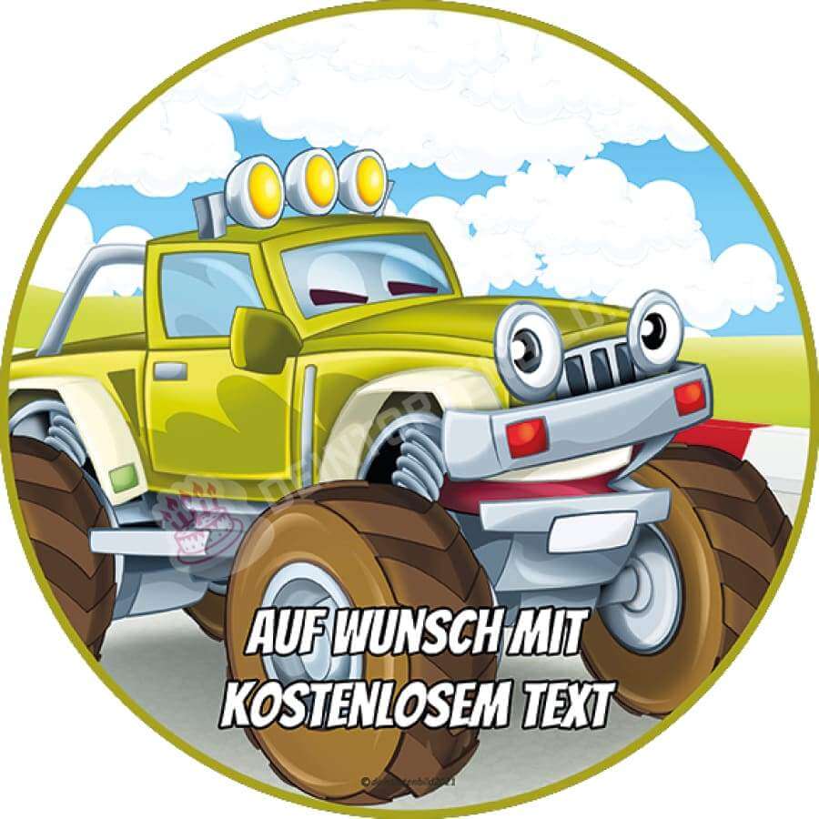 Motiv: Cartoon Monstertruck - Hochwertige und individuelle Tortenaufleger für jeden Anlass
Tortenaufleger Cartoon Monstertruck 20cm Kreis 
Unsere Tortenaufleger sind ein ideales Geschenk für beso - Tortenbild - DeintortenbildCartoon Monstertruck