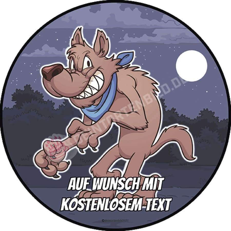 Motiv: Cartoon Wolf Braun von Deintortenbild – Tortenaufleger, Tortenfoto, Tortenbild, personalisiert & individuell bei Deintortenbild.de