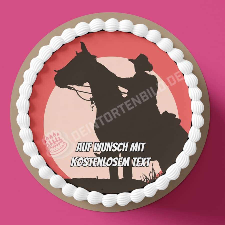 Motiv: Cowboy Silhouette (Variante1) von Deintortenbild – Tortenaufleger, Tortenfoto, Tortenbild, personalisiert & individuell bei Deintortenbild.de