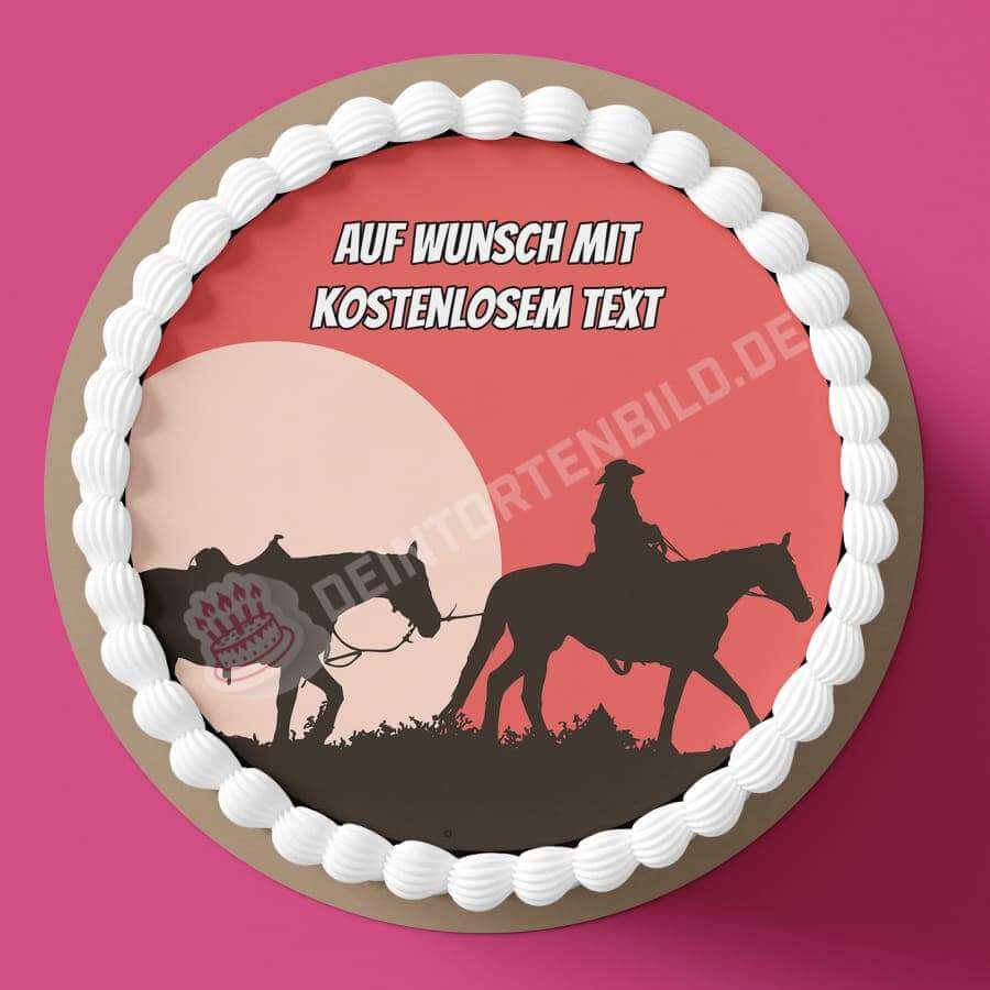 Motiv: Cowboy Silhouette (Variante2) von Deintortenbild – Tortenaufleger, Tortenfoto, Tortenbild, personalisiert & individuell bei Deintortenbild.de