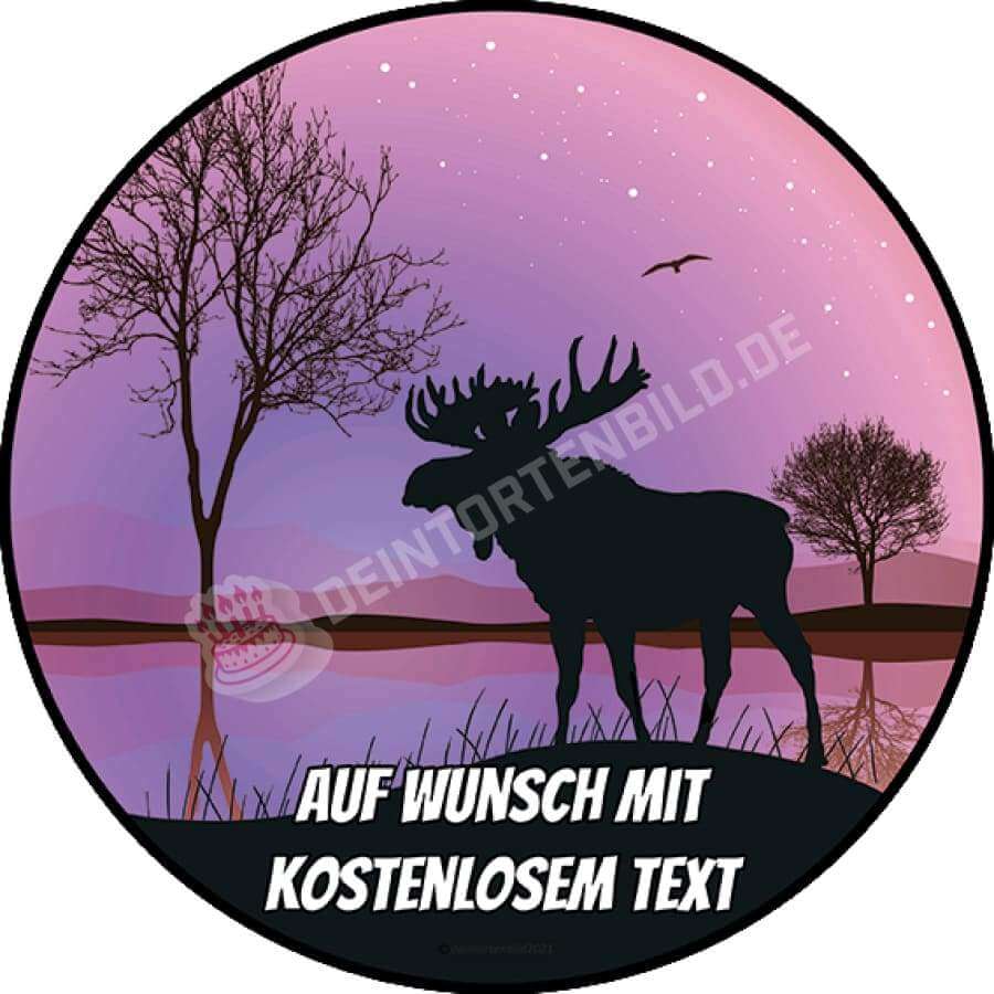 Motiv: Naturszene Elch Silhouette von Deintortenbild – Tortenaufleger, Tortenfoto, Tortenbild, personalisiert & individuell bei Deintortenbild.de