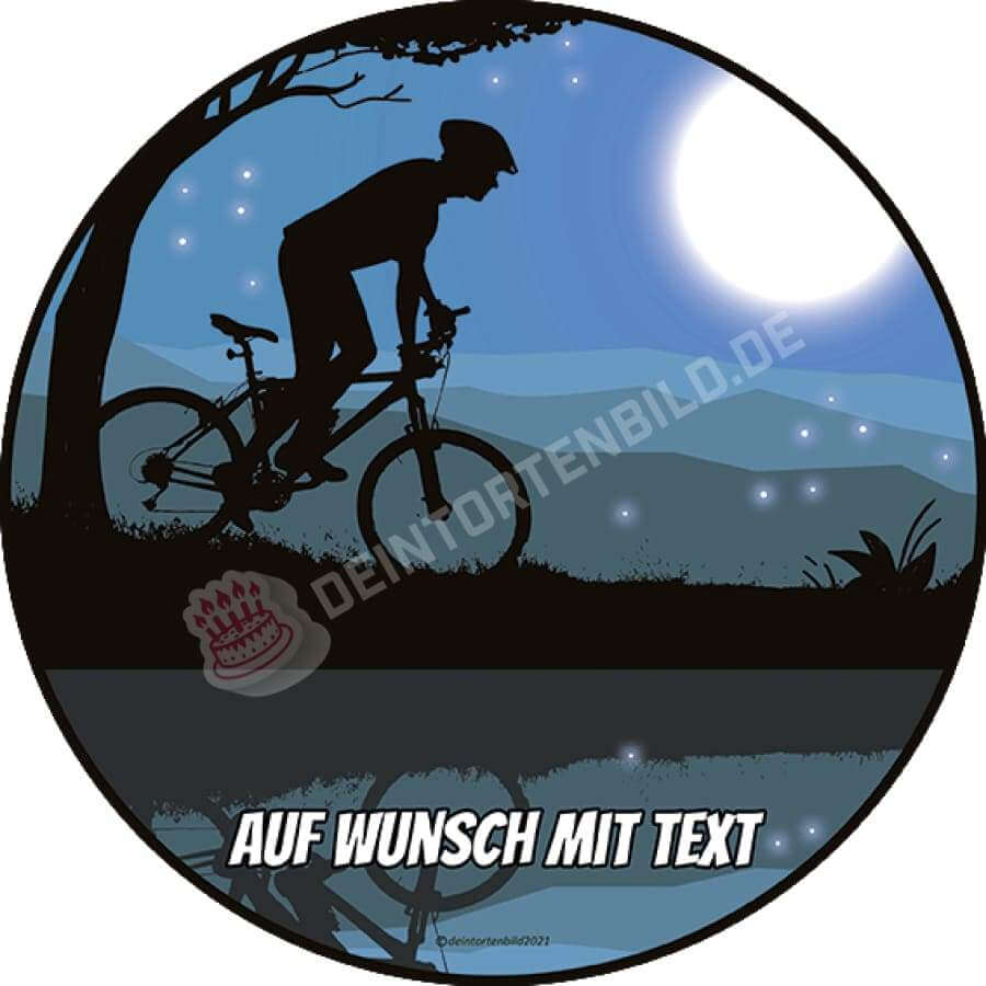 Motiv: Fahrradfahrer in Natur - Deintortenbild.de Tortenaufleger aus Esspapier: Oblatenpapier / Yellow, Oblatenpapier / Blue, Zuckerpapier / Yellow, Zuckerpapier / Blue, Fondantpapier / Yellow, Fondantpapier / Blue