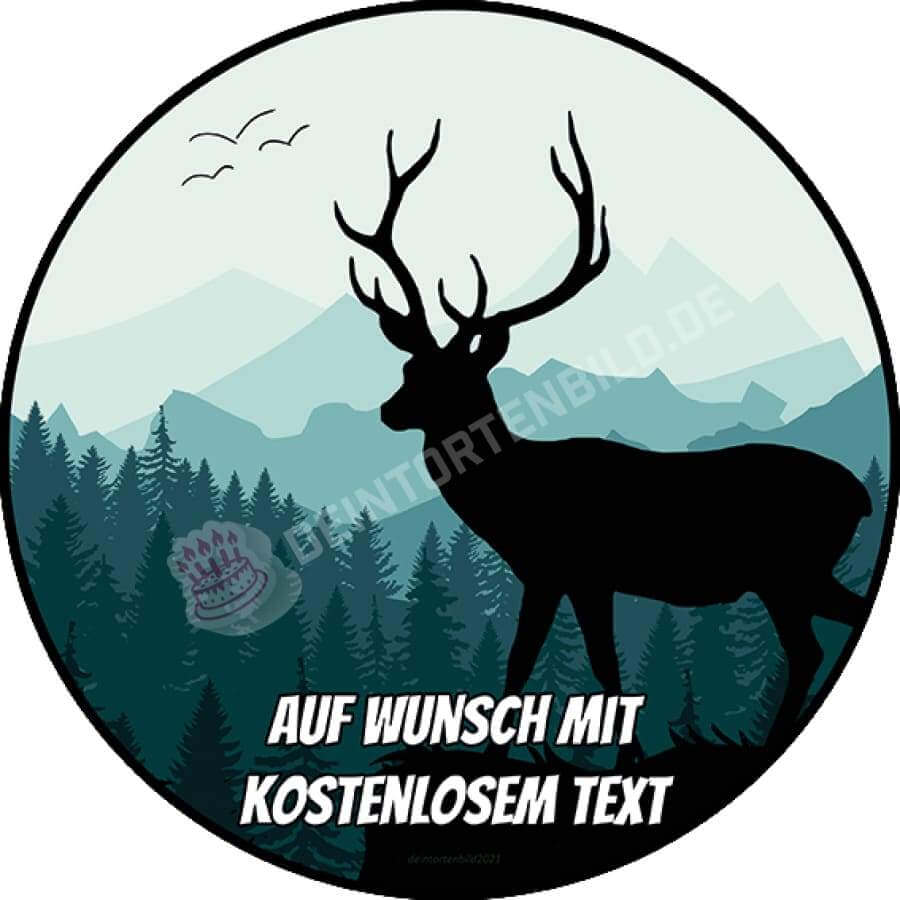 Motiv: Naturszene Hirsch Silhouette (Version2) von Deintortenbild – Tortenaufleger, Tortenfoto, Tortenbild, personalisiert & individuell bei Deintortenbild.de