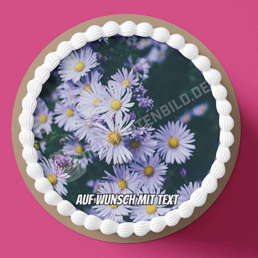 Motiv: Lila Blumen - Hochwertige und individuelle Tortenaufleger für jeden Anlass
Tortenaufleger Lila Blumen in 20cm Kreis 
Unsere Tortenaufleger sind ein ideales Geschenk für besondere  - Tortenbild - DeintortenbildLila Blumen