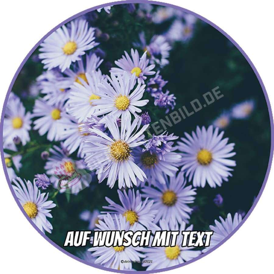 Motiv: Lila Blumen - Hochwertige und individuelle Tortenaufleger für jeden Anlass
Tortenaufleger Lila Blumen in 20cm Kreis 
Unsere Tortenaufleger sind ein ideales Geschenk für besondere  - Tortenbild - DeintortenbildLila Blumen