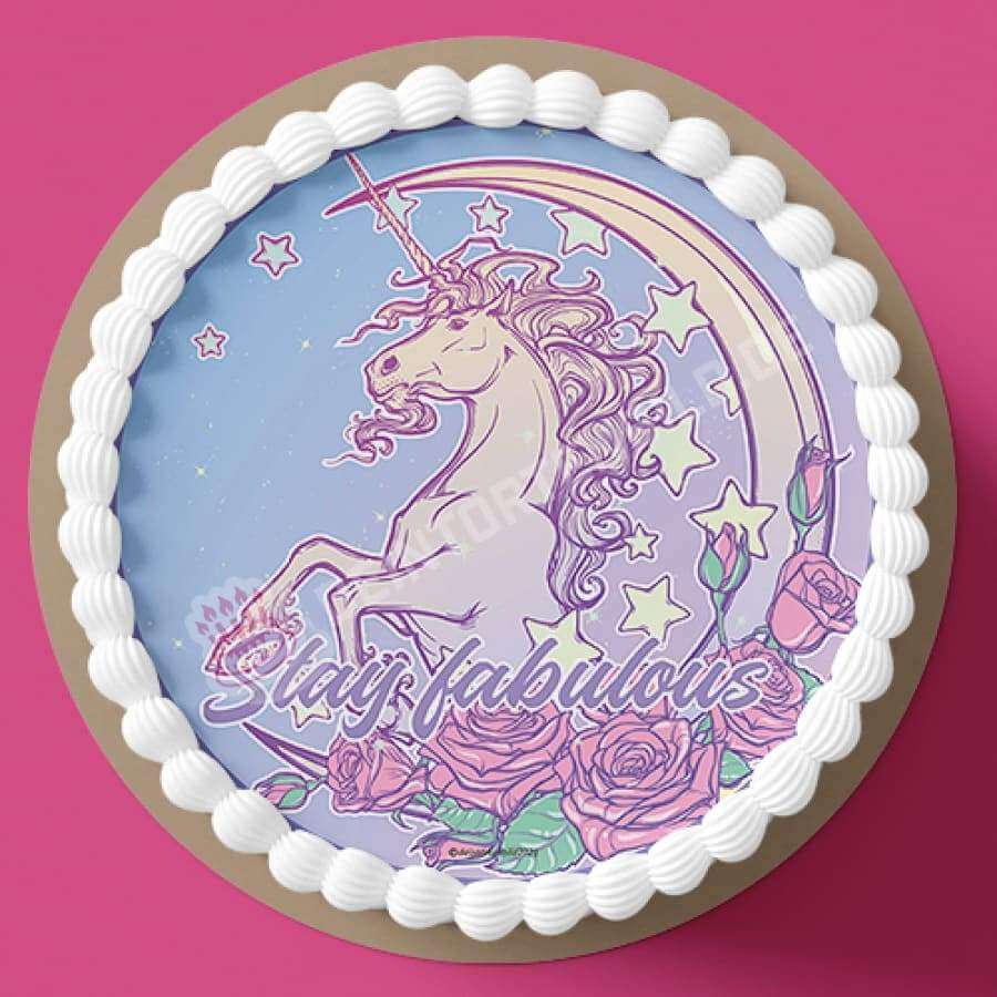 Motiv: Pastell Einhorn mit Mond und Rosen - Deintortenbild.de Tortenaufleger aus Esspapier: Oblatenpapier / Stay fabulous, Oblatenpapier / Happy Birthday, Oblatenpapier / Queen, Oblatenpapier / Ohne Text, Zuckerpapier / Stay fabulous, Zuckerpapier / Happy Birthday, Zuckerpapier / Queen, Zuckerpapier / Ohne Text, Fondantpapier / Stay fabulous, Fondantpapier / Happy Birthday