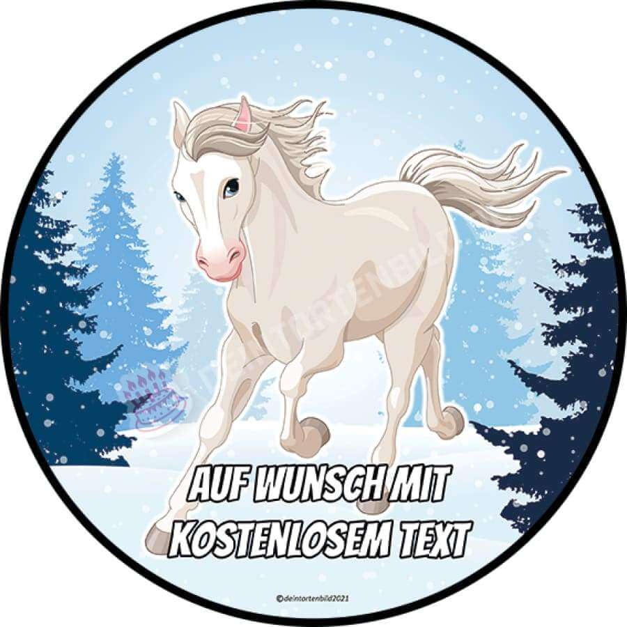 Motiv: Pferd Beige im Schnee von Deintortenbild – Tortenaufleger, Tortenfoto, Tortenbild, personalisiert & individuell bei Deintortenbild.de