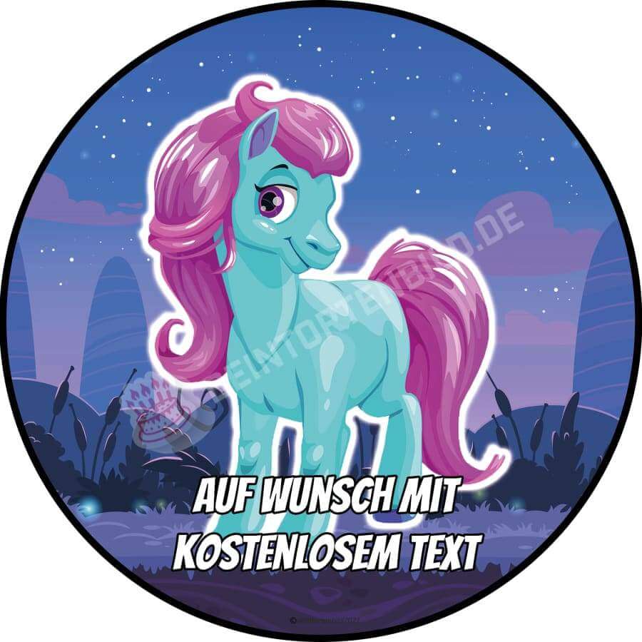 Motiv: Pony Blau von Deintortenbild – Tortenaufleger, Tortenfoto, Tortenbild, personalisiert & individuell bei Deintortenbild.de