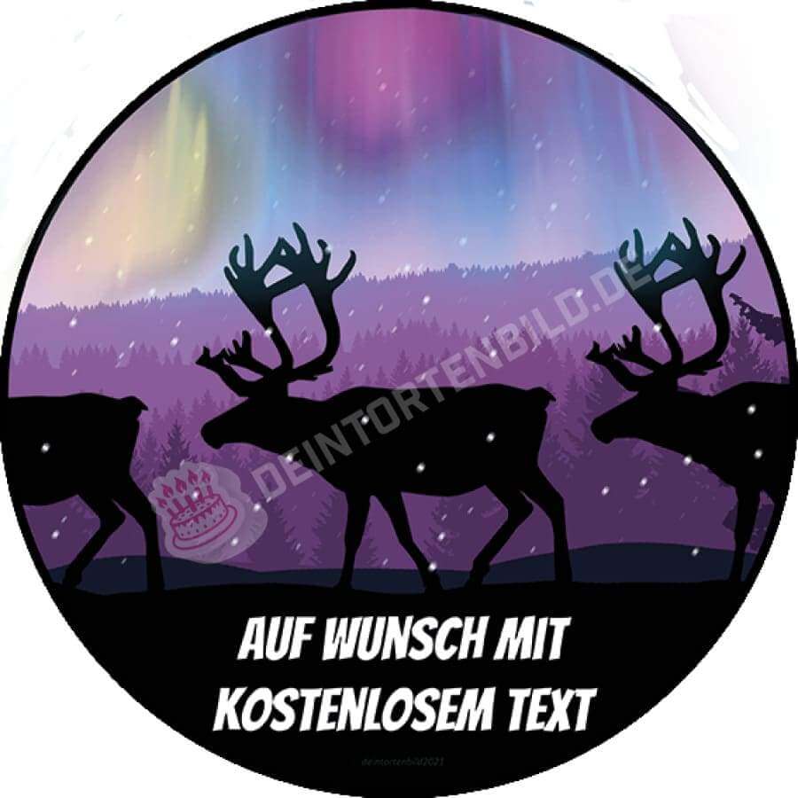 Motiv: Naturszene Rentiere Silhouette von Deintortenbild – Tortenaufleger, Tortenfoto, Tortenbild, personalisiert & individuell bei Deintortenbild.de