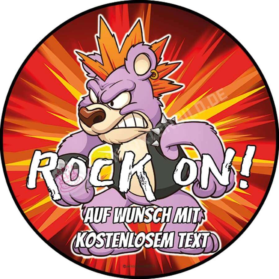 Motiv: Rocker Bär Lila von Deintortenbild – Tortenaufleger, Tortenfoto, Tortenbild, personalisiert & individuell bei Deintortenbild.de