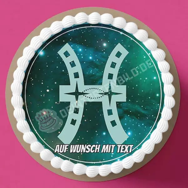 Motiv: Sternzeichen Symbol Fische - Hochwertige und individuelle Tortenaufleger für jeden Anlass
Tortenaufleger Sternzeichen Symbol Fische 20cm Kreis 
Unsere Tortenaufleger sind ein ideales Geschenk fü - Tortenbild - DeintortenbildSternzeichen Symbol Fische