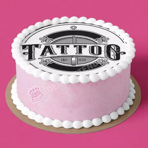 Motiv: Tattoo Schriftzug Logo - Hochwertige und individuelle Tortenaufleger für jeden Anlass
Tortenaufleger Tattoo Schriftzug Logo in 20cm Kreis 
Unsere Tortenaufleger sind ein ideales Geschenk für - Tortenbild - DeintortenbildTattoo Schriftzug Logo