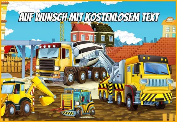 Rechteck Motiv: Cartoon Baustelle - Deintortenbild.de Tortenaufleger aus Esspapier: Oblatenpapier, Zuckerpapier, Fondantpapier