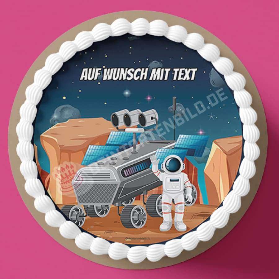 Motiv: Astronaut auf Mars - Hochwertige und individuelle Tortenaufleger für jeden Anlass
Tortenaufleger Astronaut auf Mars 20cm Kreis 
Dieser Tortenaufleger mit einem Astronauten auf dem Mars   - Tortenbild - DeintortenbildAstronaut auf Mars