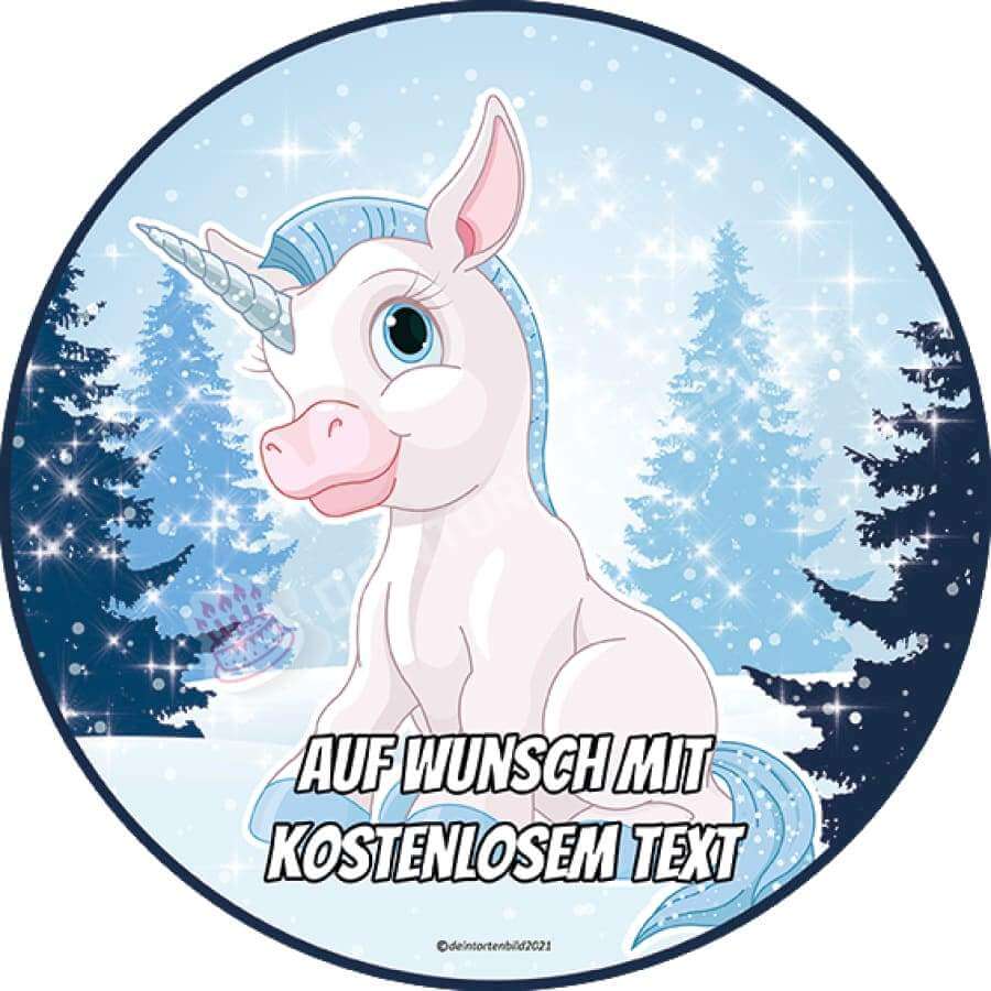 Motiv: Baby Einhorn im Schnee - Hochwertige und individuelle Tortenaufleger für jeden Anlass
Tortenaufleger Baby Einhorn im Schnee 20cm Kreis 
Dieser Tortenaufleger mit einem Baby Einhorn im Schnee - Tortenbild - DeintortenbildBaby Einhorn im Schnee