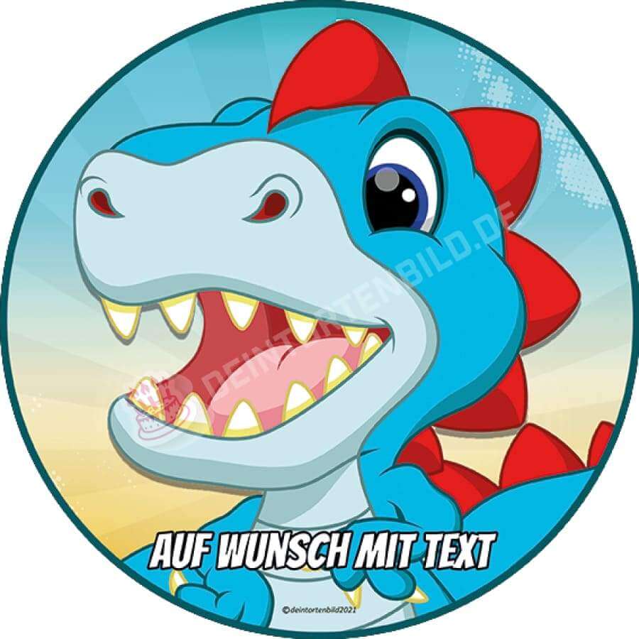 Motiv: Blauer Baby Dino - Hochwertige und individuelle Tortenaufleger für jeden Anlass
Tortenaufleger Blauer Baby Dino in 20cm Kreis 
Unsere Tortenaufleger sind ein ideales Geschenk für beson - Tortenbild - DeintortenbildBlauer Baby Dino