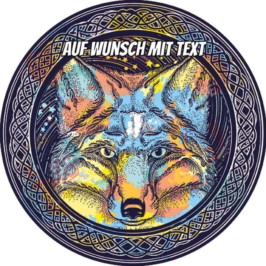 Motiv: Bunter Fuchs mit Knotenmuster - Hochwertige und individuelle Tortenaufleger für jeden Anlass
Tortenaufleger Bunter Fuchs mit Knotenmuster 20cm Kreis 
Dieser Tortenaufleger mit einem bunten Fuchs un - Tortenbild - DeintortenbildBunter Fuchs mit Knotenmuster