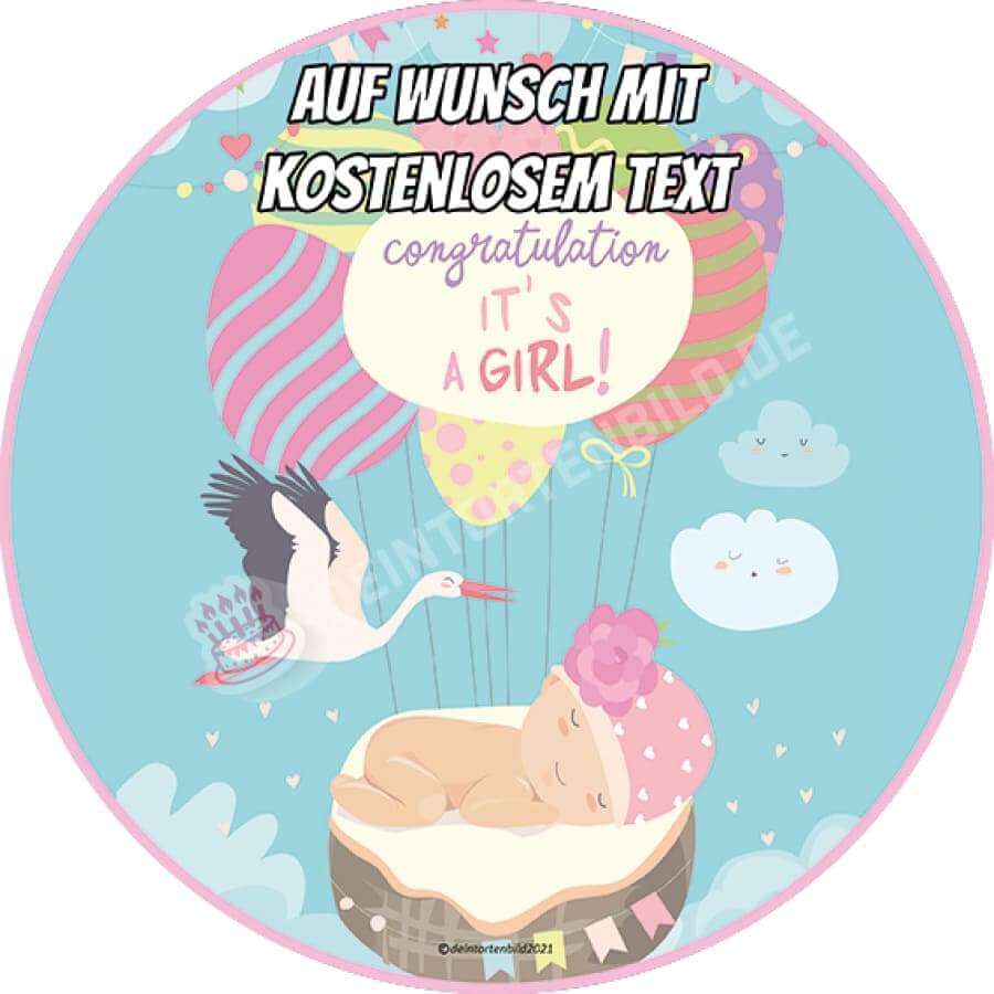 Motiv: "It´s a girl" - Baby Mädchen #1 von Deintortenbild – Tortenaufleger, Tortenfoto, Tortenbild, personalisiert & individuell bei Deintortenbild.de