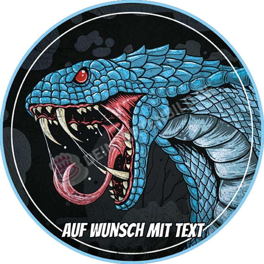 Motiv: Blaue Kobra Schlange - Hochwertige und individuelle Tortenaufleger für jeden Anlass
Tortenaufleger Blaue Kobra Schlange 20cm Kreis 
Dieser Tortenaufleger mit einer wütenden blauen Kobra Sc - Tortenbild - DeintortenbildBlaue Kobra Schlange