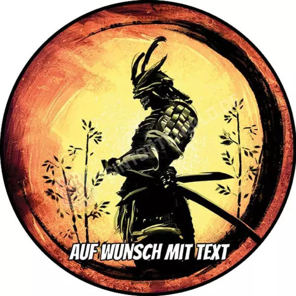 Motiv: Samurai vor Sonnenuntergang - Hochwertige und individuelle Tortenaufleger für jeden Anlass
Tortenaufleger Samurai vor Sonnenuntergang in 20cm Kreis 
Ein Aufleger mit einem gezeichneten Samurai Kr - Tortenbild - DeintortenbildSamurai vor Sonnenuntergang