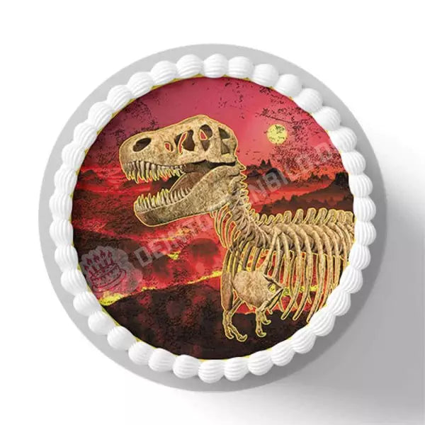 Motiv: T-Rex Dino Skelett - Hochwertige und individuelle Tortenaufleger für jeden Anlass
Tortenaufleger T-Rex Dino Skelett in 20cm Kreis 
Dieser Tortenaufleger mit einem T-Rex Skelett ist ein i - Tortenbild - Deintortenbild-Rex Dino Skelett