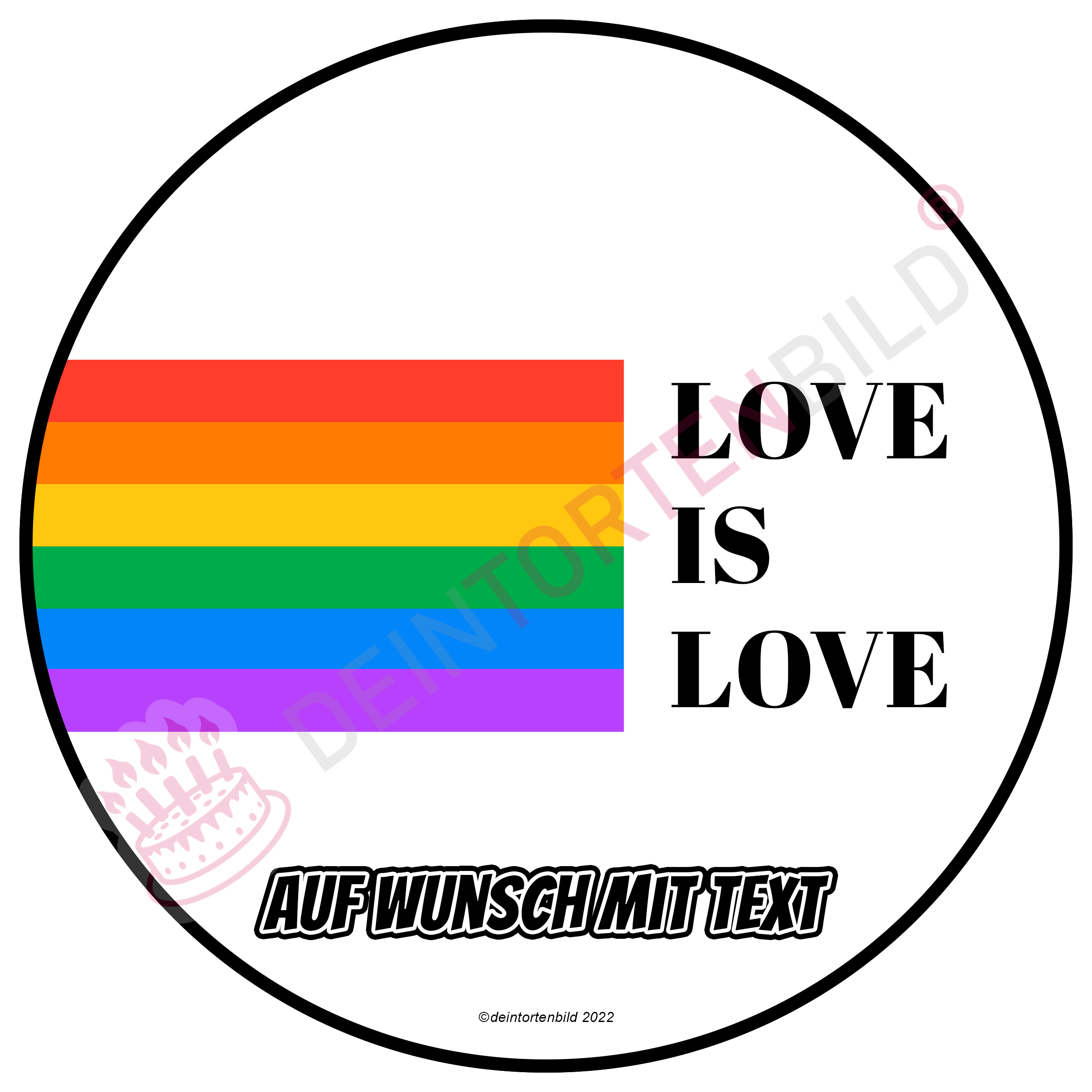 LGBTQ+ Love is love - Deintortenbild.de Tortenaufleger aus Esspapier: Oblatenpapier, Zuckerpapier, Fondantpapier