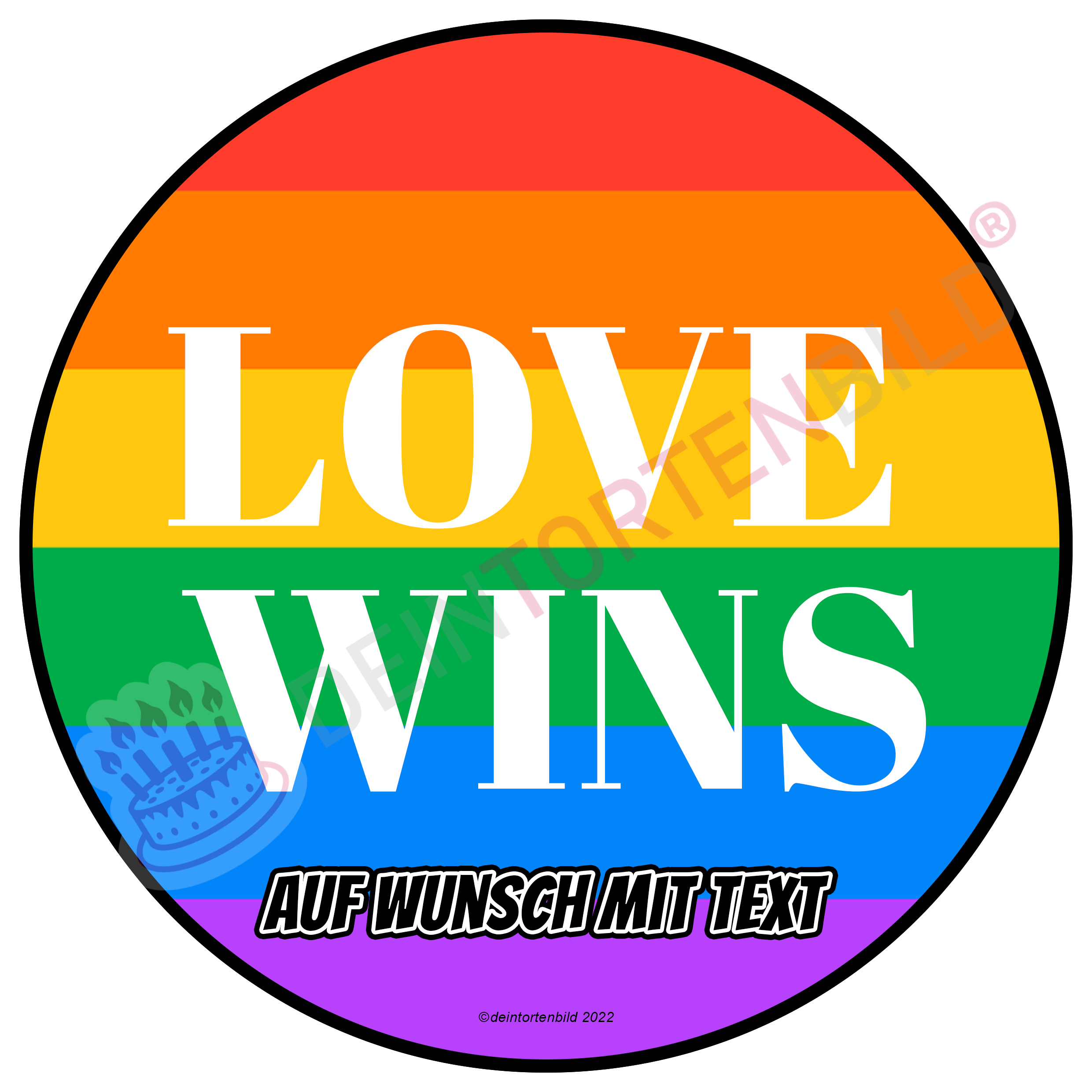 LGBTQ+ Love wins - Deintortenbild.de Tortenaufleger aus Esspapier: Oblatenpapier, Zuckerpapier, Fondantpapier