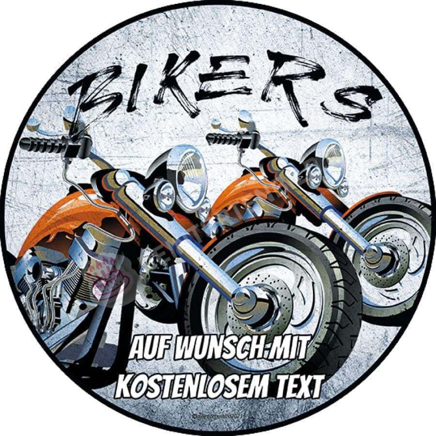 Motiv: "Bikers" - Motorräder - Deintortenbild.de Tortenaufleger aus Esspapier: Oblatenpapier / Mit Schriftzug, Oblatenpapier / Ohne Schriftzug, Zuckerpapier / Mit Schriftzug, Zuckerpapier / Ohne Schriftzug, Fondantpapier / Mit Schriftzug, Fondantpapier / Ohne Schriftzug