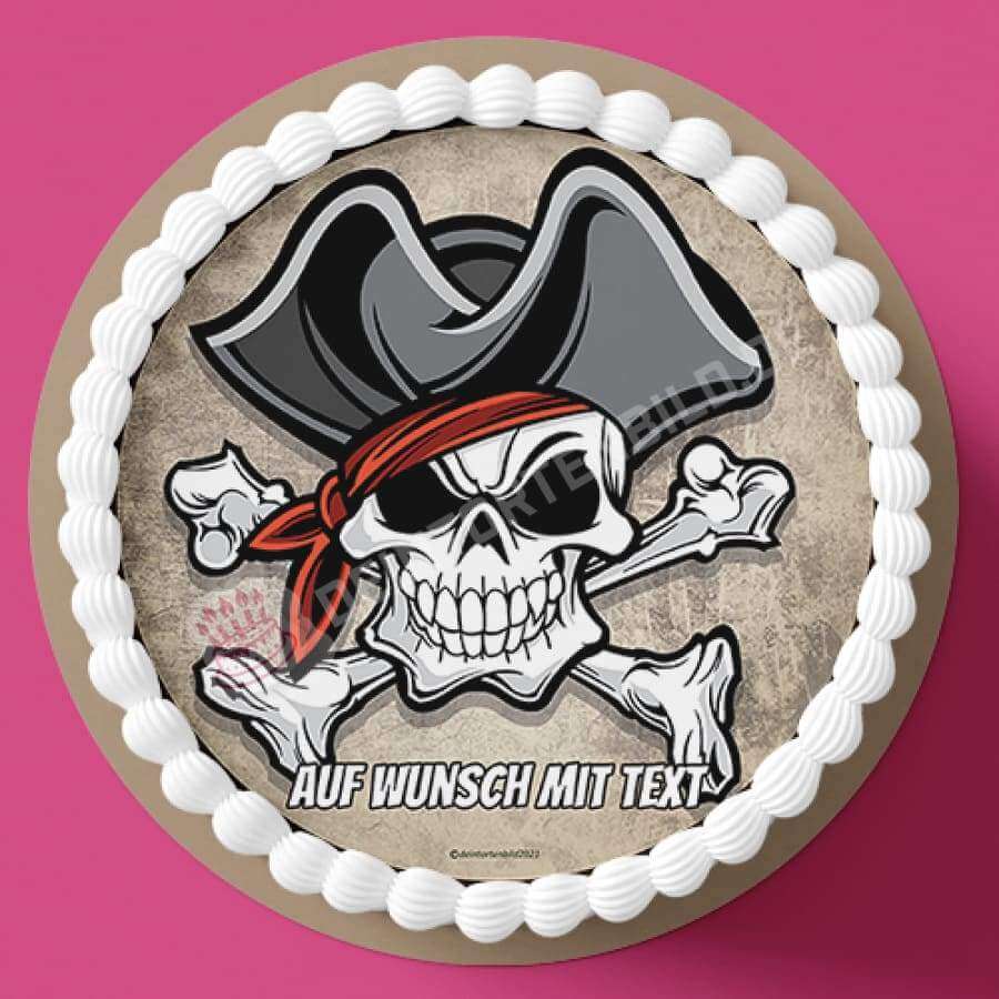 Motiv: Cartoon Piraten Schädel - Deintortenbild.de Tortenaufleger aus Esspapier: Oblatenpapier, Zuckerpapier, Fondantpapier