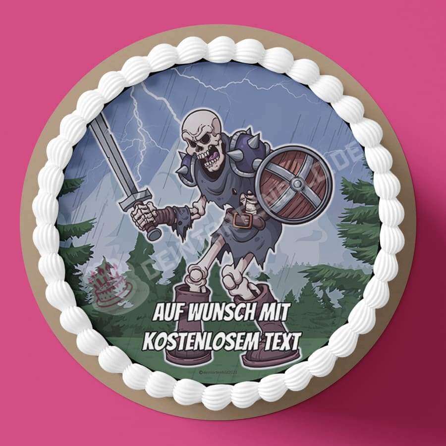 Motiv: Fantasy - Cartoon Skelett Krieger - Deintortenbild.de Tortenaufleger aus Esspapier: Oblatenpapier, Zuckerpapier, Fondantpapier