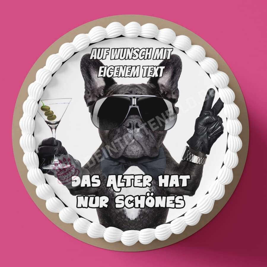 Motiv: Geburtstagshund mit Spruch - Franz. Bulldogge - Deintortenbild.de Tortenaufleger aus Esspapier: Oblatenpapier / Mit Spruch, Oblatenpapier / Ohne Spruch, Zuckerpapier / Mit Spruch, Zuckerpapier / Ohne Spruch, Fondantpapier / Mit Spruch, Fondantpapier / Ohne Spruch
