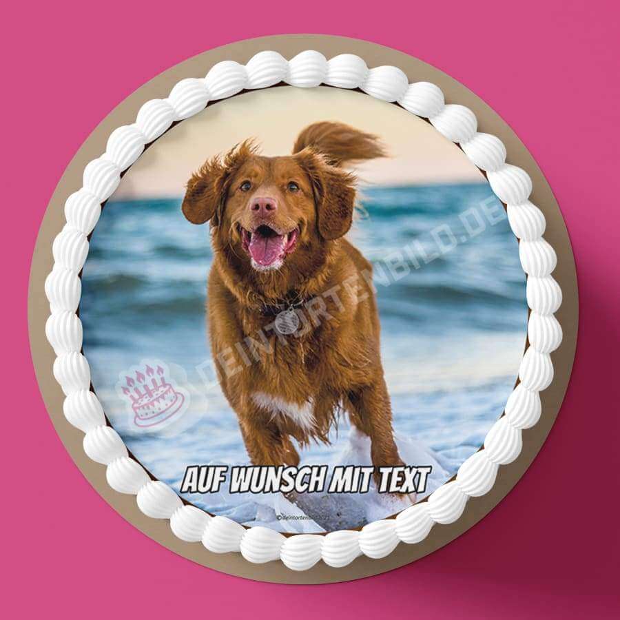 Motiv: Glücklicher Hund - Deintortenbild.de Tortenaufleger aus Esspapier: Oblatenpapier, Zuckerpapier, Fondantpapier