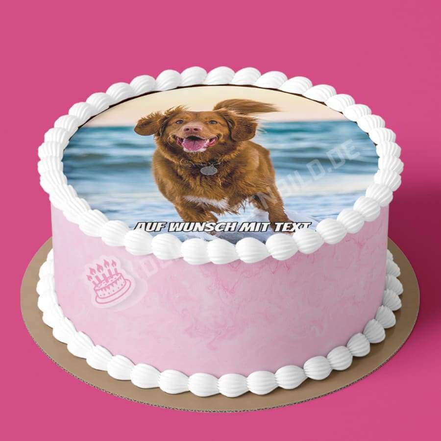 Motiv: Glücklicher Hund - Deintortenbild.de Tortenaufleger aus Esspapier: Oblatenpapier, Zuckerpapier, Fondantpapier