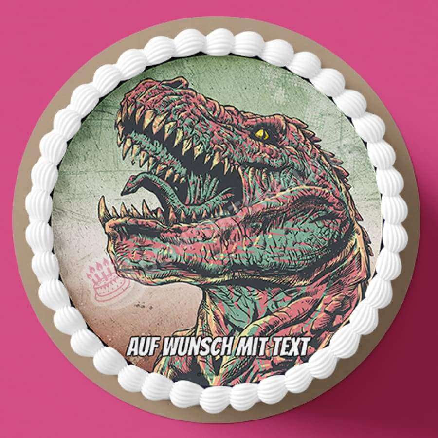 Motiv: Großer Dinosaurier T-Rex Kopf - Deintortenbild.de Tortenaufleger aus Esspapier: Oblatenpapier, Zuckerpapier, Fondantpapier