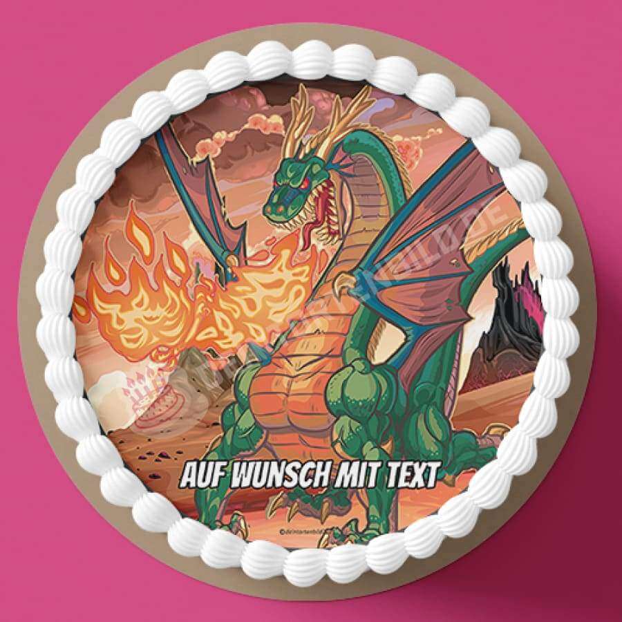 Motiv: Großer Feuerdrache - Deintortenbild.de Tortenaufleger aus Esspapier: Oblatenpapier, Zuckerpapier, Fondantpapier