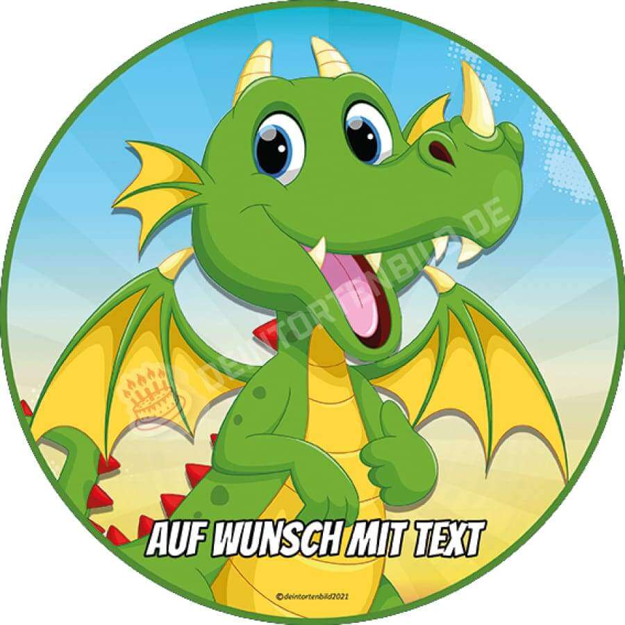 Motiv: Grüner Drache - Deintortenbild.de Tortenaufleger aus Esspapier: Oblatenpapier, Zuckerpapier, Fondantpapier