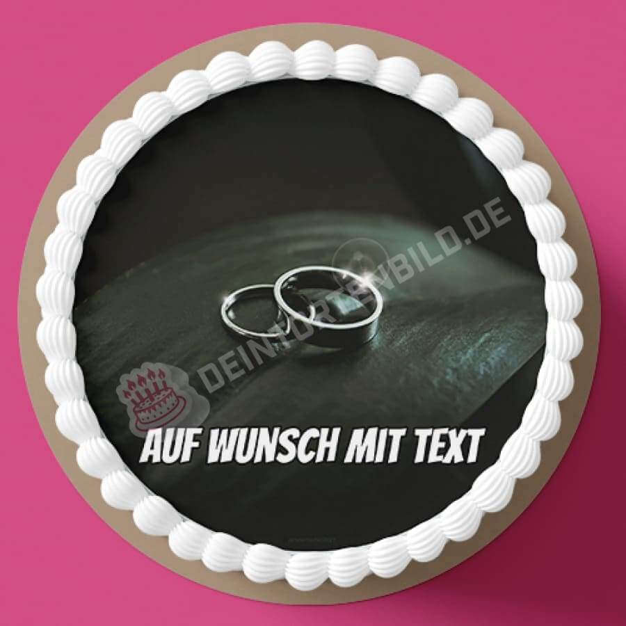 Motiv: Hochzeit - Silberne Ringe auf Blatt - Deintortenbild.de Tortenaufleger aus Esspapier: Oblatenappier, Zuckerpapier, Fondantpapier