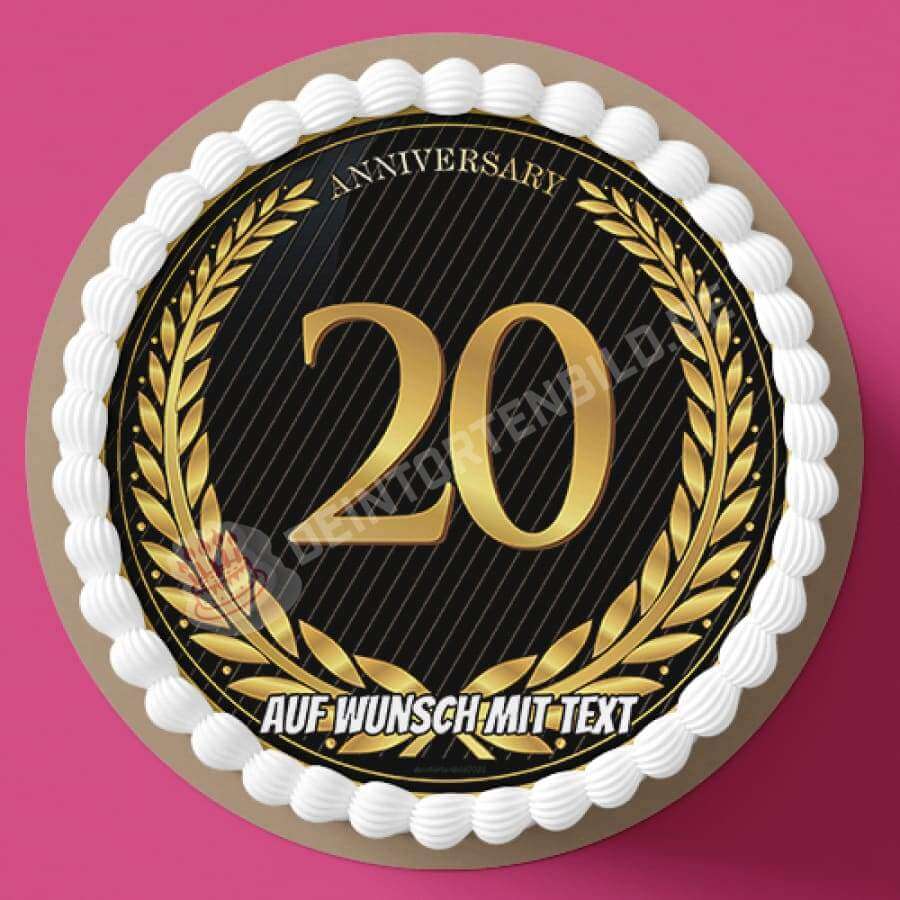 Motiv: Jubiläum 20 Jahre - Deintortenbild.de Tortenaufleger aus Esspapier: Oblatenpapier, Zuckerpapier, Fondantpapier