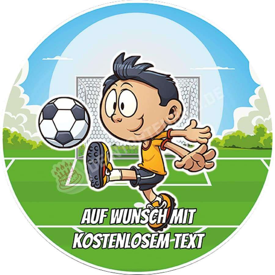 Motiv: Kind auf Fußballplatz (Version1) - Deintortenbild.de Tortenaufleger aus Esspapier: Oblatenpapier, Zuckerpapier, Fondantpapier