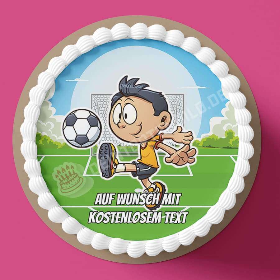 Motiv: Kind auf Fußballplatz (Version1) - Deintortenbild.de Tortenaufleger aus Esspapier: Oblatenpapier, Zuckerpapier, Fondantpapier