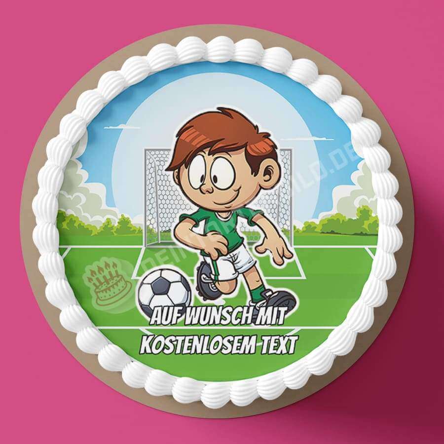 Motiv: Kind auf Fußballplatz (Version2) - Deintortenbild.de Tortenaufleger aus Esspapier: Oblatenpapier, Zuckerpapier, Fondantpapier