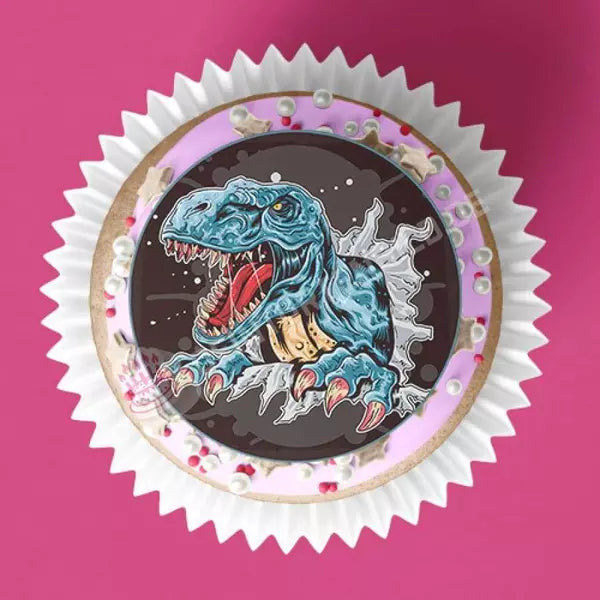 Muffinaufleger: Blauer Dino durch Papier - Deintortenbild.de Tortenaufleger aus Esspapier: Oblatenpapier / 15x5cm, Oblatenpapier / 24x4cm, Zuckerpapier / 15x5cm, Zuckerpapier / 24x4cm, Fondantpapier / 15x5cm, Fondantpapier / 24x4cm