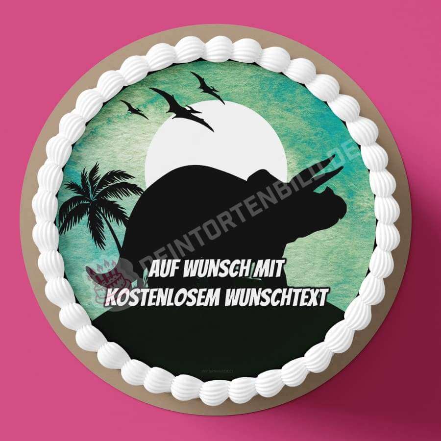 Motiv: Dino Silhouette (Wasserfarben Stil) - Triceratops von Deintortenbild – Tortenaufleger, Tortenfoto, Tortenbild, personalisiert & individuell bei Deintortenbild.de