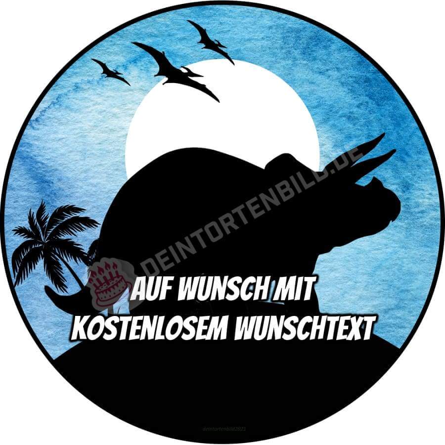 Motiv: Dino Silhouette (Wasserfarben Stil) - Triceratops von Deintortenbild – Tortenaufleger, Tortenfoto, Tortenbild, personalisiert & individuell bei Deintortenbild.de