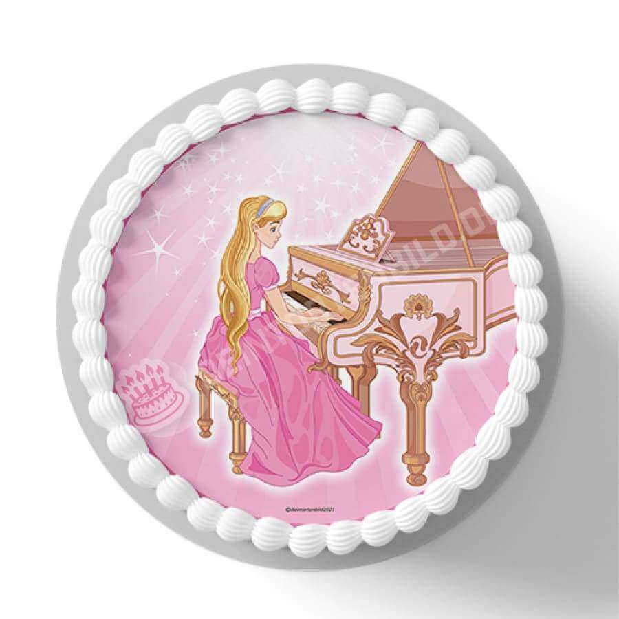 Motiv: Prinzessin am Klavier - Deintortenbild.de Tortenaufleger aus Esspapier: Oblatenpapier / Rosa mit Glitzer, Oblatenpapier / Königlicher Saal, Zuckerpapier / Rosa mit Glitzer, Zuckerpapier / Königlicher Saal, Fondantpapier / Rosa mit Glitzer, Fondantpapier / Königlicher Saal