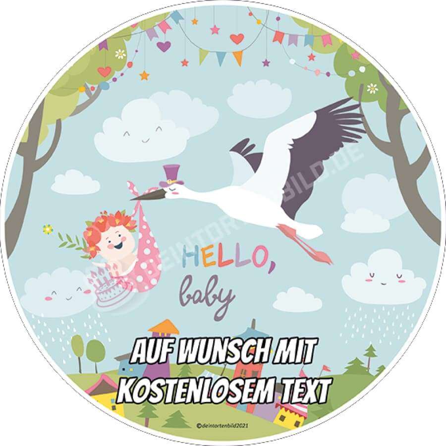 Motiv: "Hello, Baby" - Baby von Deintortenbild – Tortenaufleger, Tortenfoto, Tortenbild, personalisiert & individuell bei Deintortenbild.de