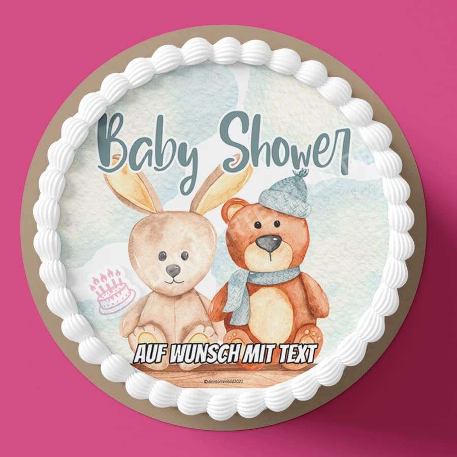 Motiv: Baby Shower - Plüschtiere - Deintortenbild.de Tortenaufleger aus Esspapier: Oblatenpapier, Zuckerpapier, Fondantpapier