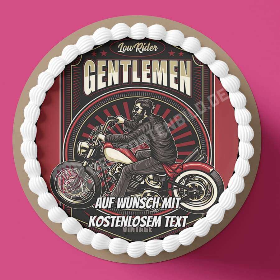 Motiv: "Gentlemen" - Motorrad von Deintortenbild – Tortenaufleger, Tortenfoto, Tortenbild, personalisiert & individuell bei Deintortenbild.de