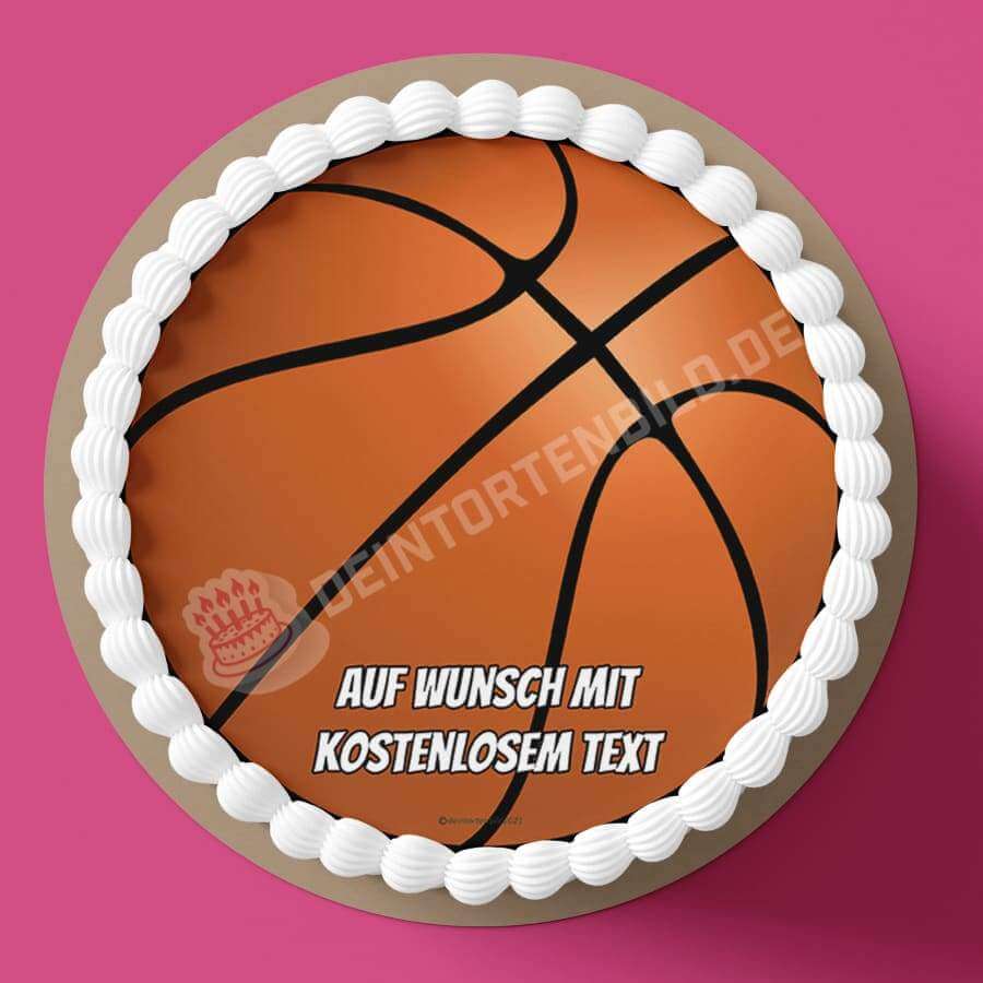 Motiv: Basketball - Hochwertige und individuelle Tortenaufleger für jeden Anlass
Tortenaufleger Basketball in 20cm Kreis 
Dieser Tortenaufleger mit einem orangenen Basketball ist ein id - Tortenbild - DeintortenbildMotiv